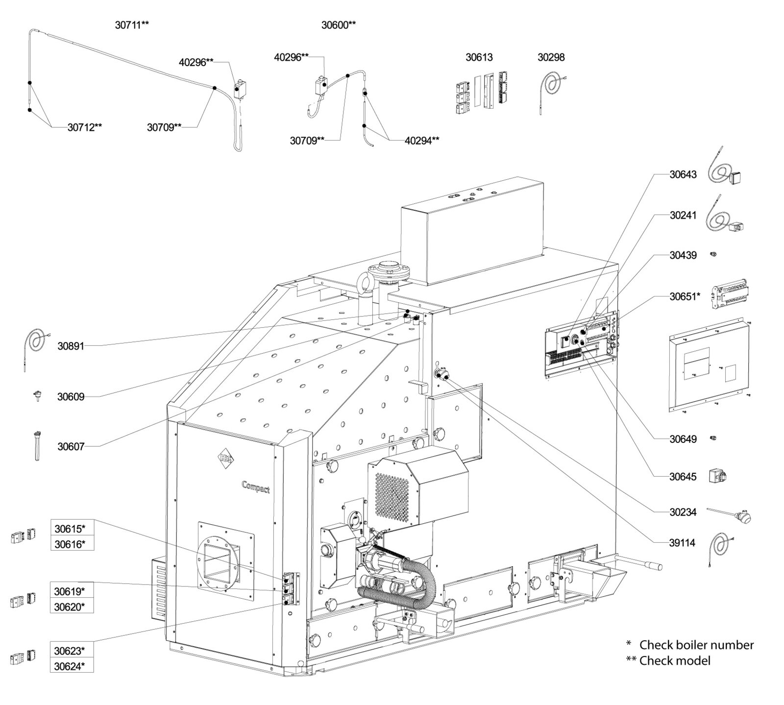 C150-200 Electrical Parts Boiler Front